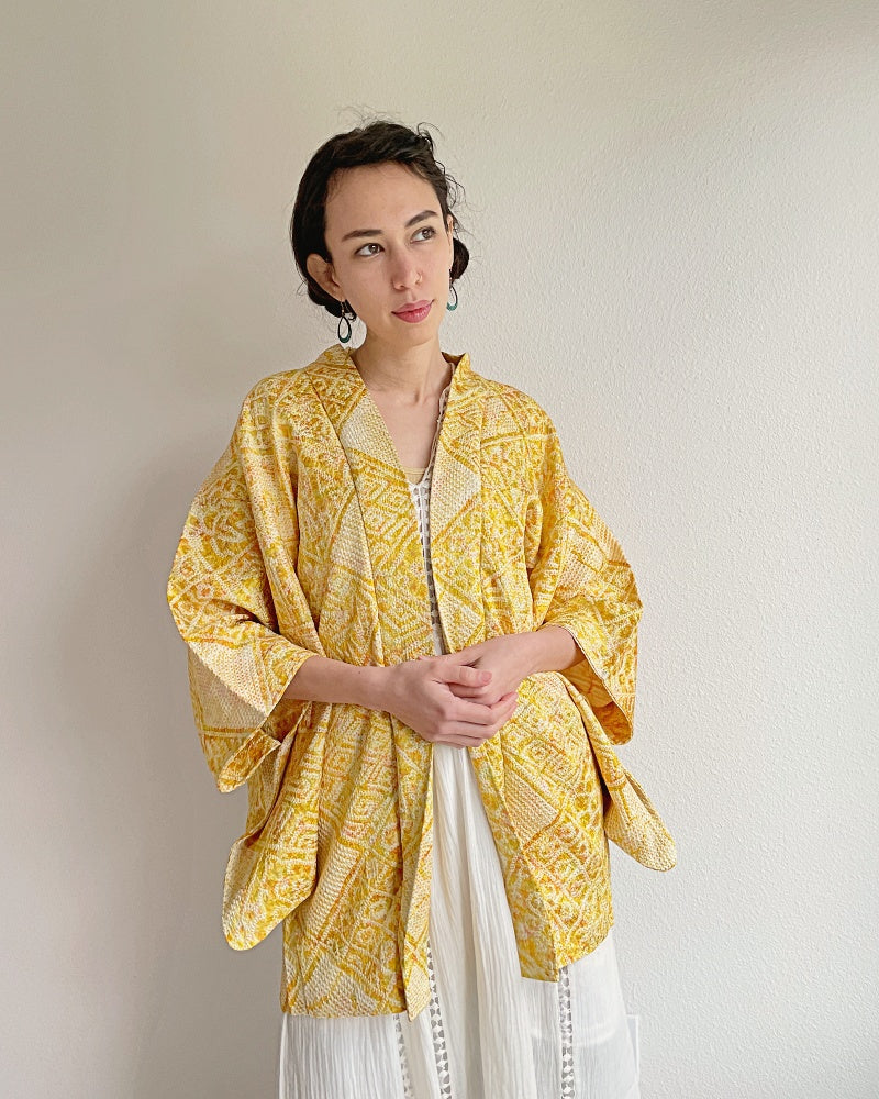 Traditional Pattern Mix Shibori Kimono Jacket Haori