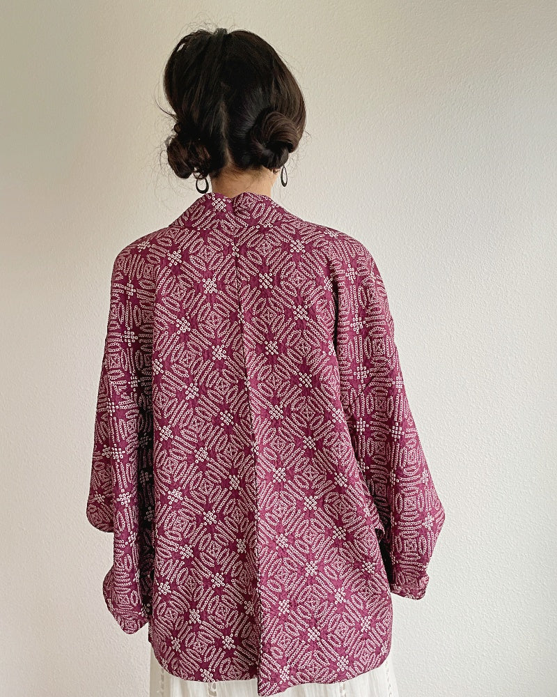 Exotic Geometric Shibori Kimono Jacket