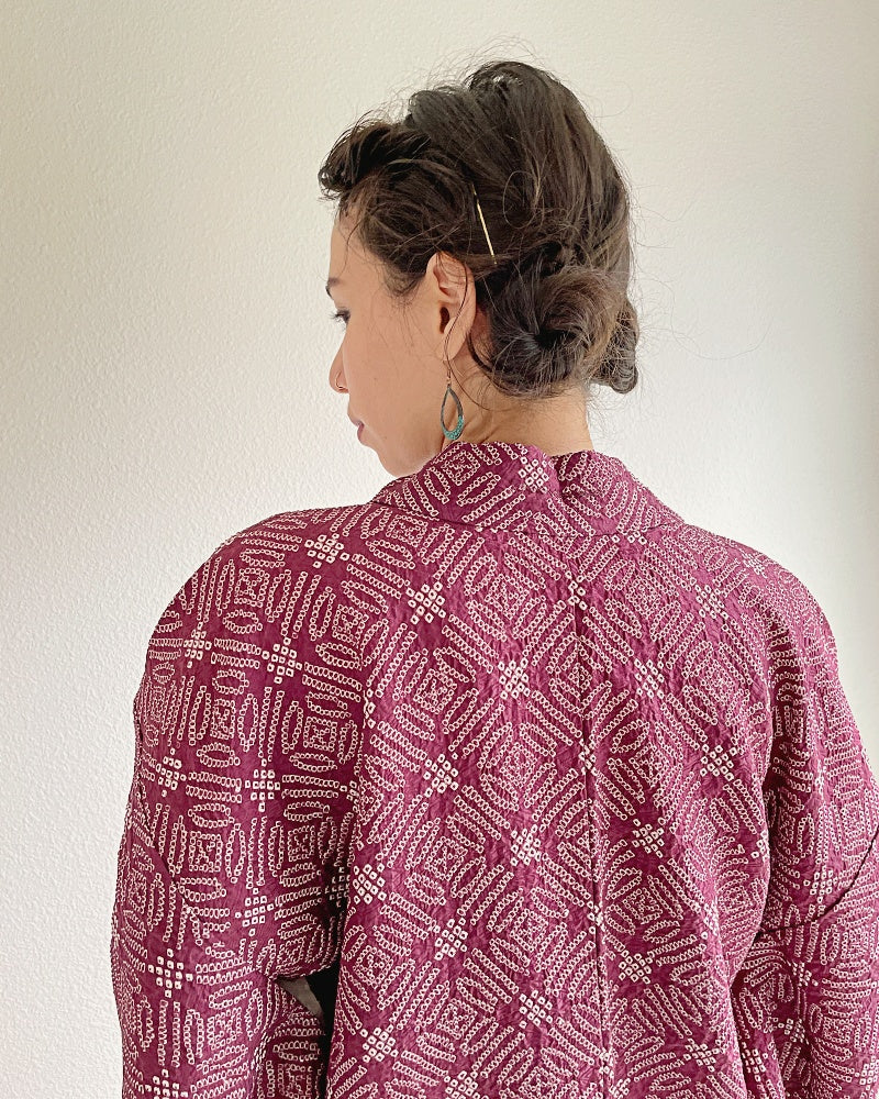 Exotic Geometric Shibori Kimono Jacket