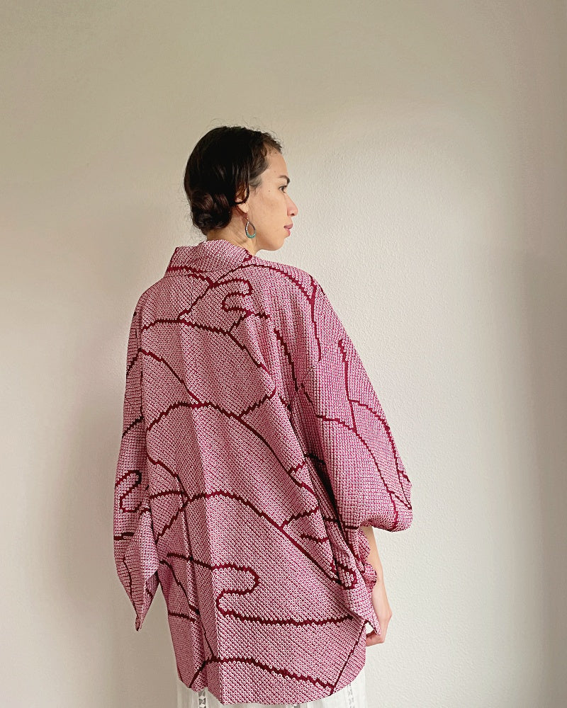 Waves Pattern Shibori Kimono Jacket