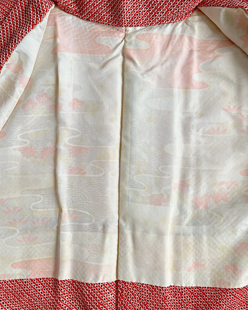 Orange Plum Floral Shibori Haori Kimono Jacket