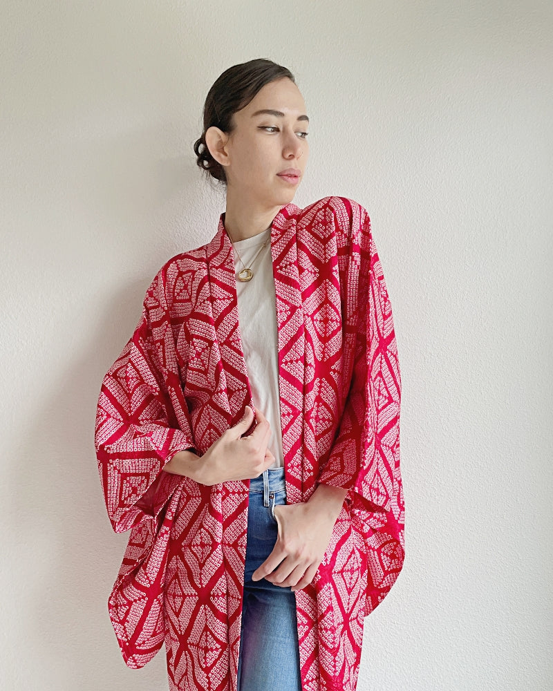 Rhombic Crystal Shibori Haori Kimono Jacket