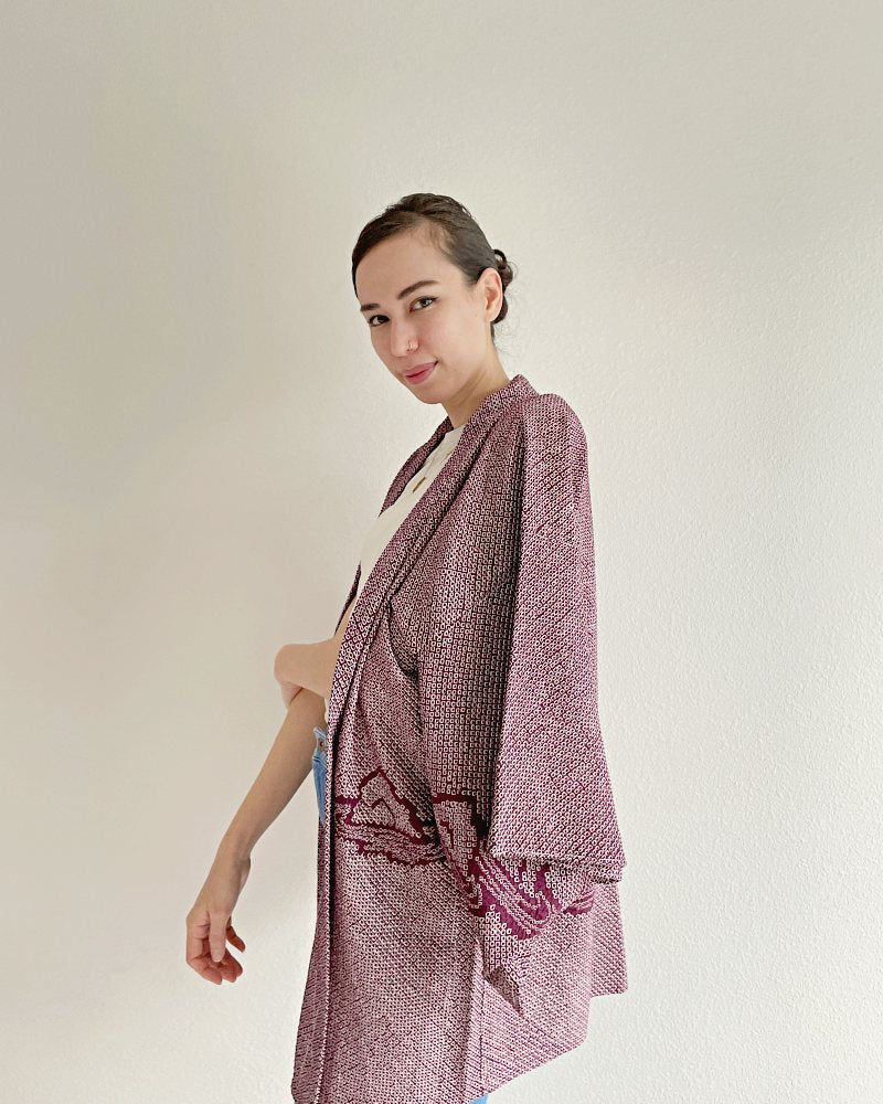 Japanese Rock Garden Shibori Haori Kimono Jacket