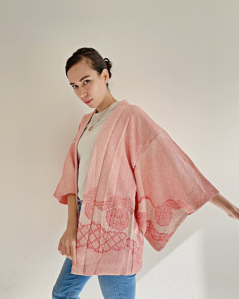 Flowy Japanese Traditional Patterns Shibori Haori Kimono Jacket