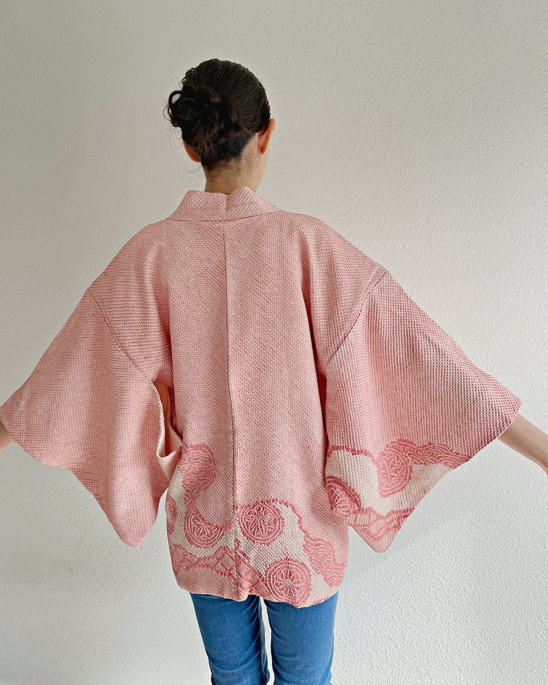 Flowy Japanese Traditional Patterns Shibori Haori Kimono Jacket