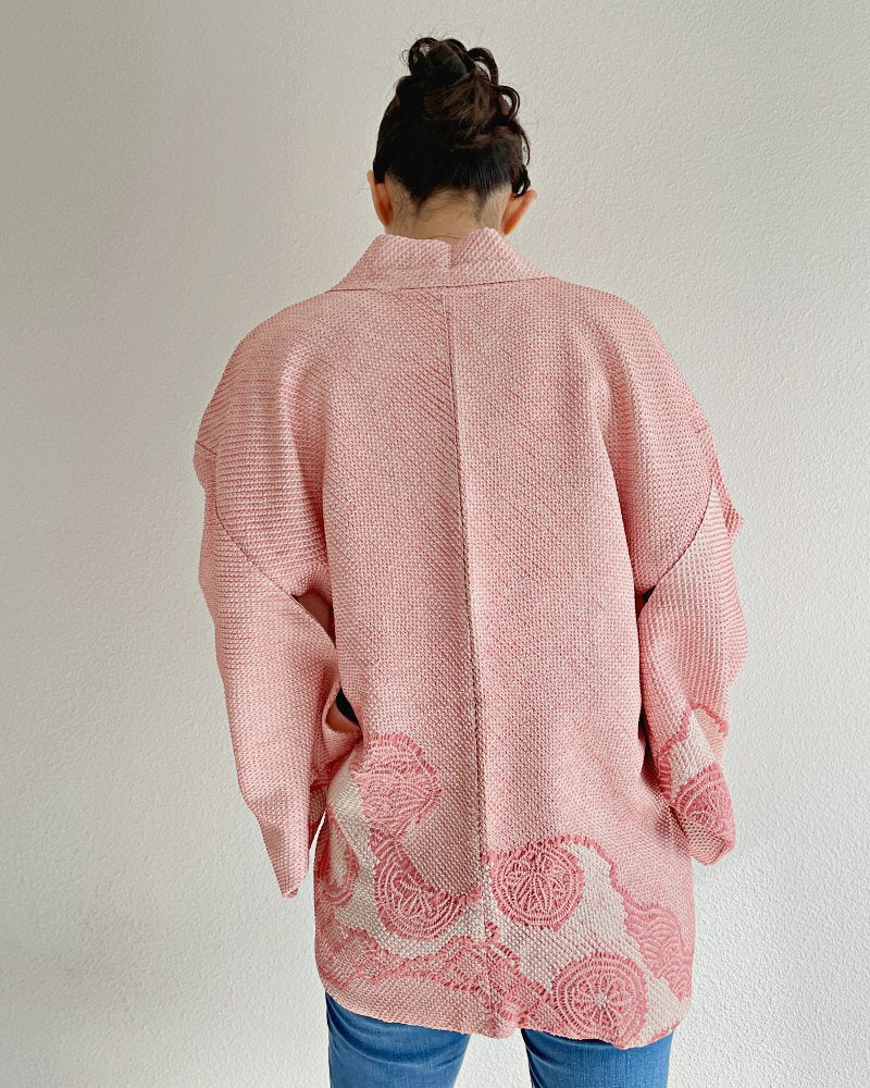 Flowy Japanese Traditional Patterns Shibori Haori Kimono Jacket