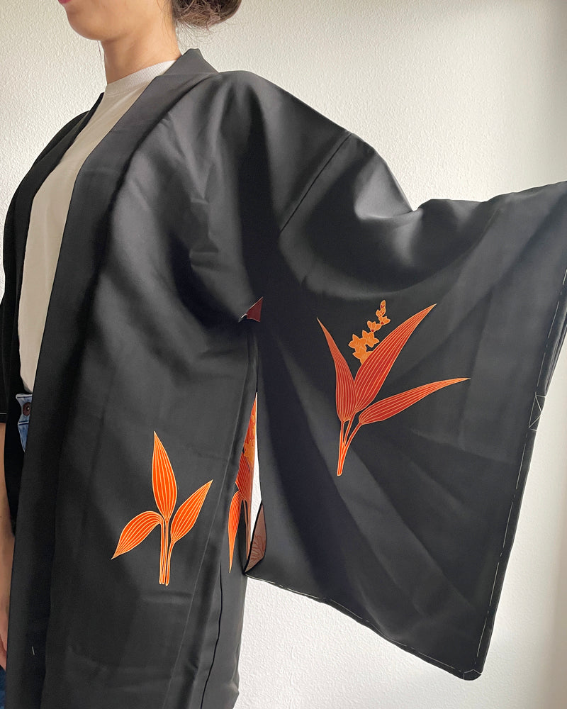 Lily of the Valley Black Haori Kimono Jacket
