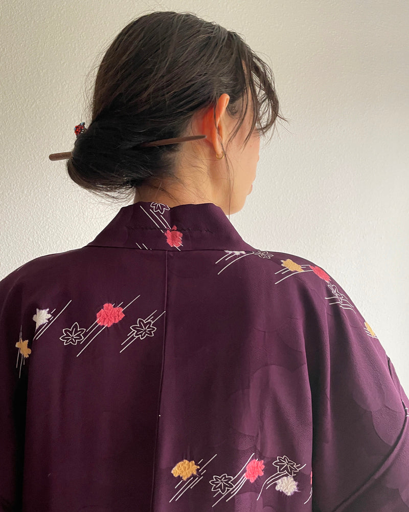 Shibori of Maple Leaf in the Weave of Clouds Haori Kimono Jacket