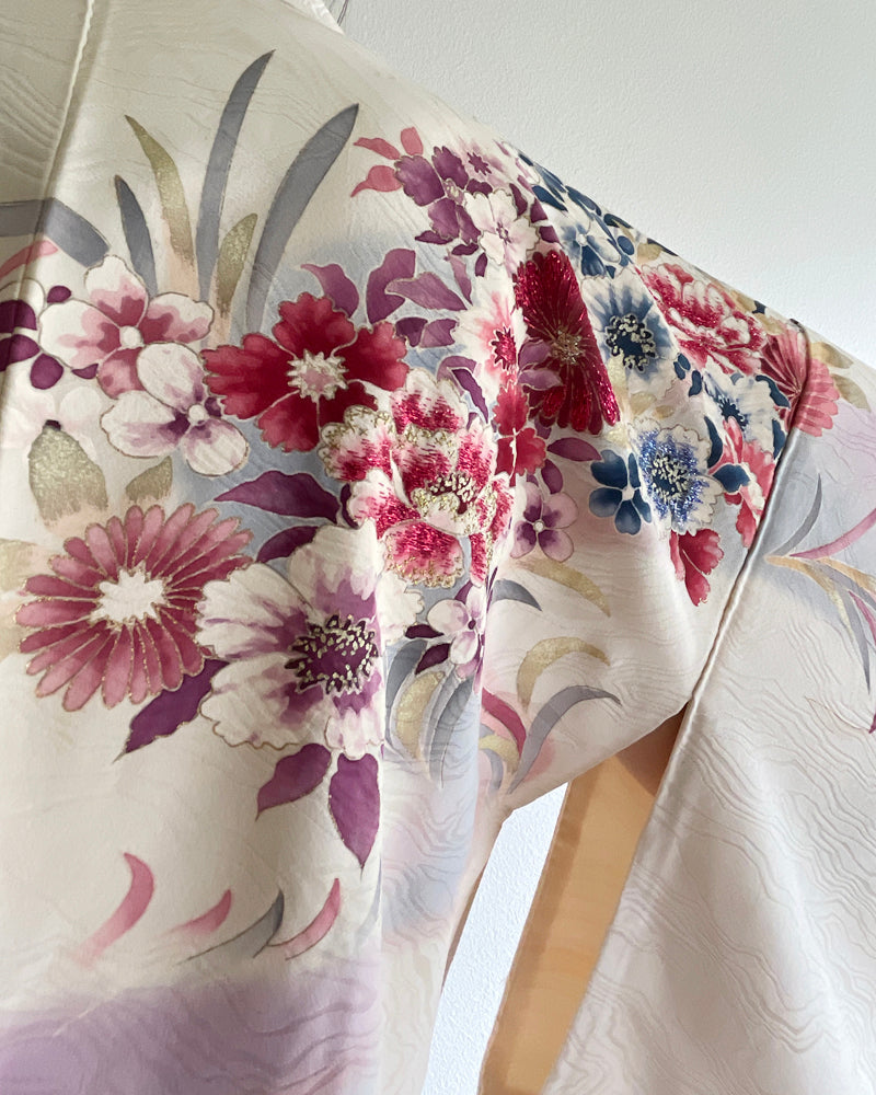 Embroidery of Japanese Traditional Flower Haori Kimono Jacket