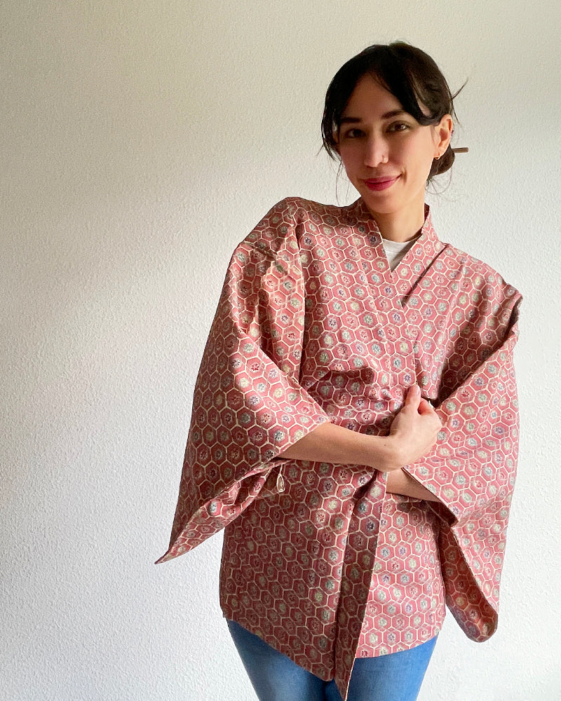 Taraditional Flower Textile Haori Kimono Jacket