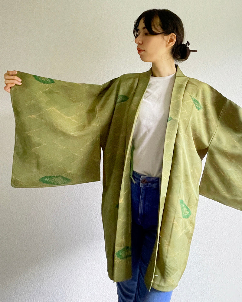 Wave Woven Textile Shibori Haori Kimono Jacket