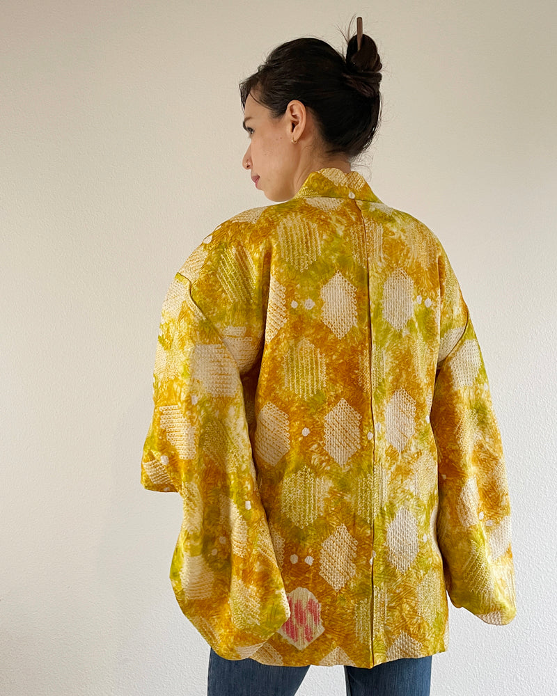 Tortoise Shell Shibori Haori Kimono Jacket
