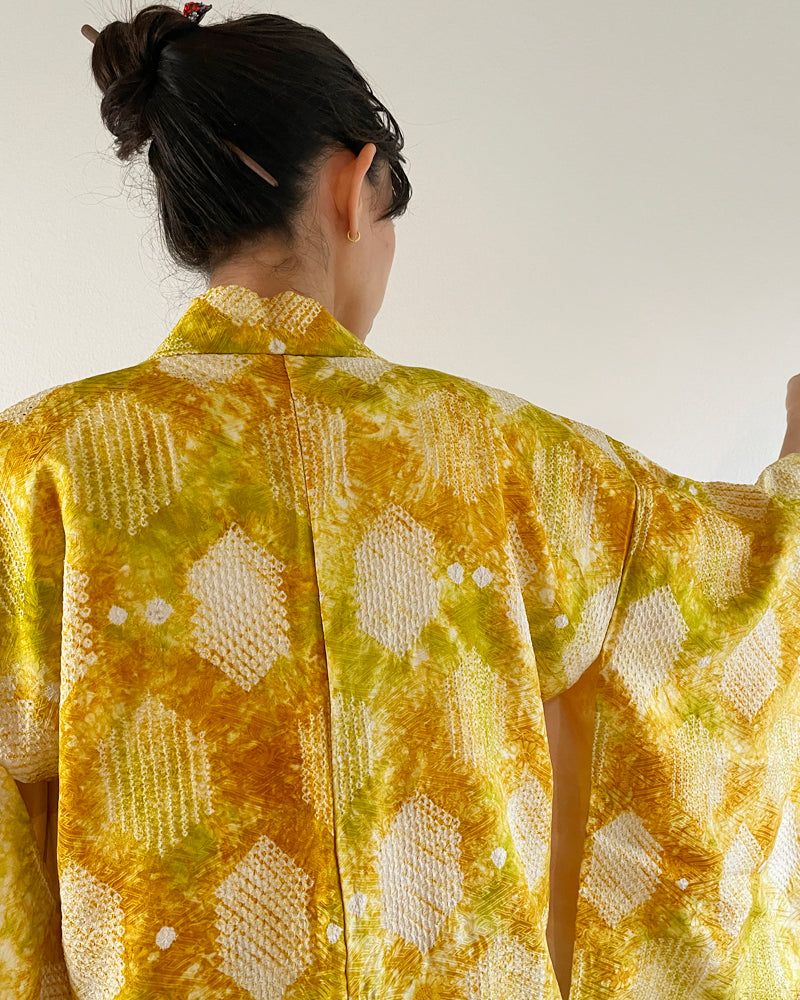 Tortoise Shell Shibori Haori Kimono Jacket