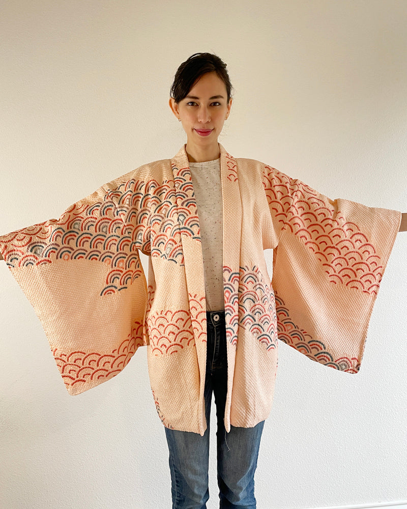 Tsunami Wave Shibori Haori Kimono Jacket