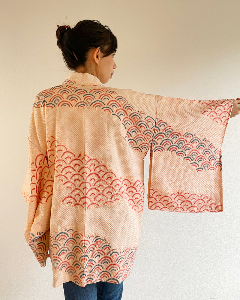 Tsunami Wave Shibori Haori Kimono Jacket