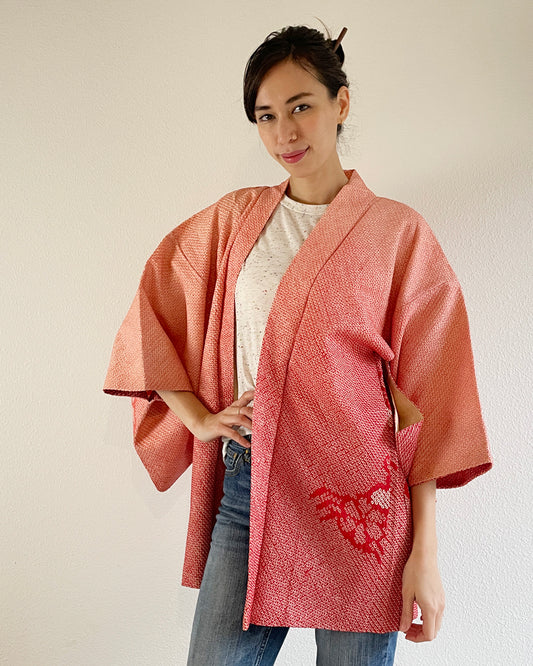 Plum Blossom Shibori Haori Kimono Jacket