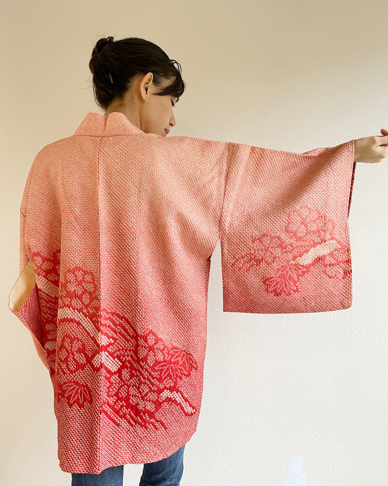 Plum Blossom Shibori Haori Kimono Jacket