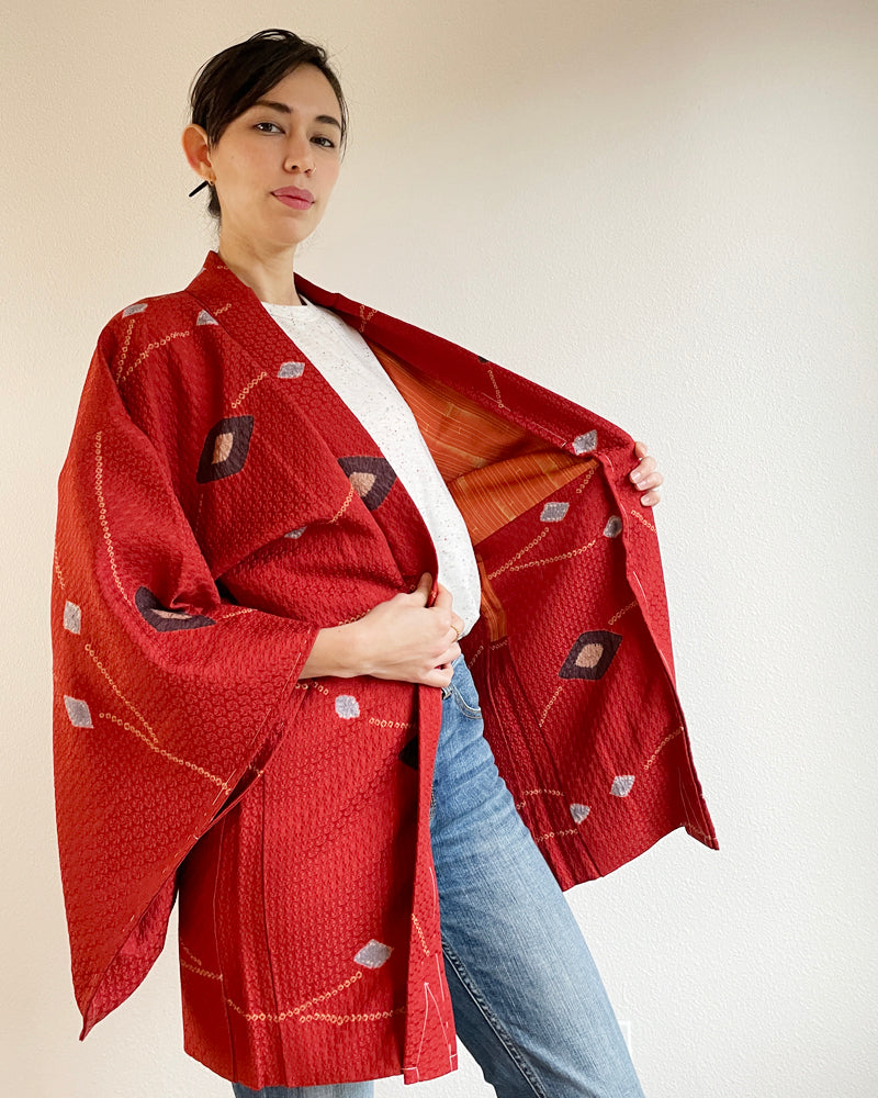 Diamond-shaped Shibori Haori Kimono Jacket – Kimono禅zen