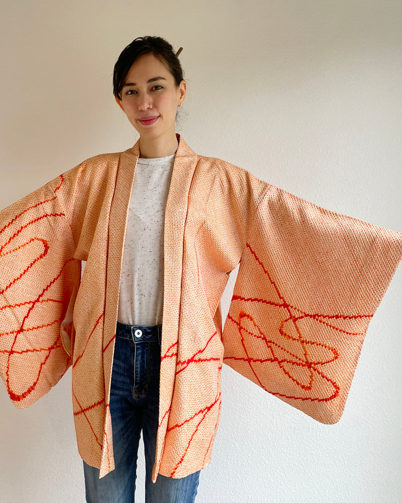 Free Line Shibori Haori Kimono Jacket