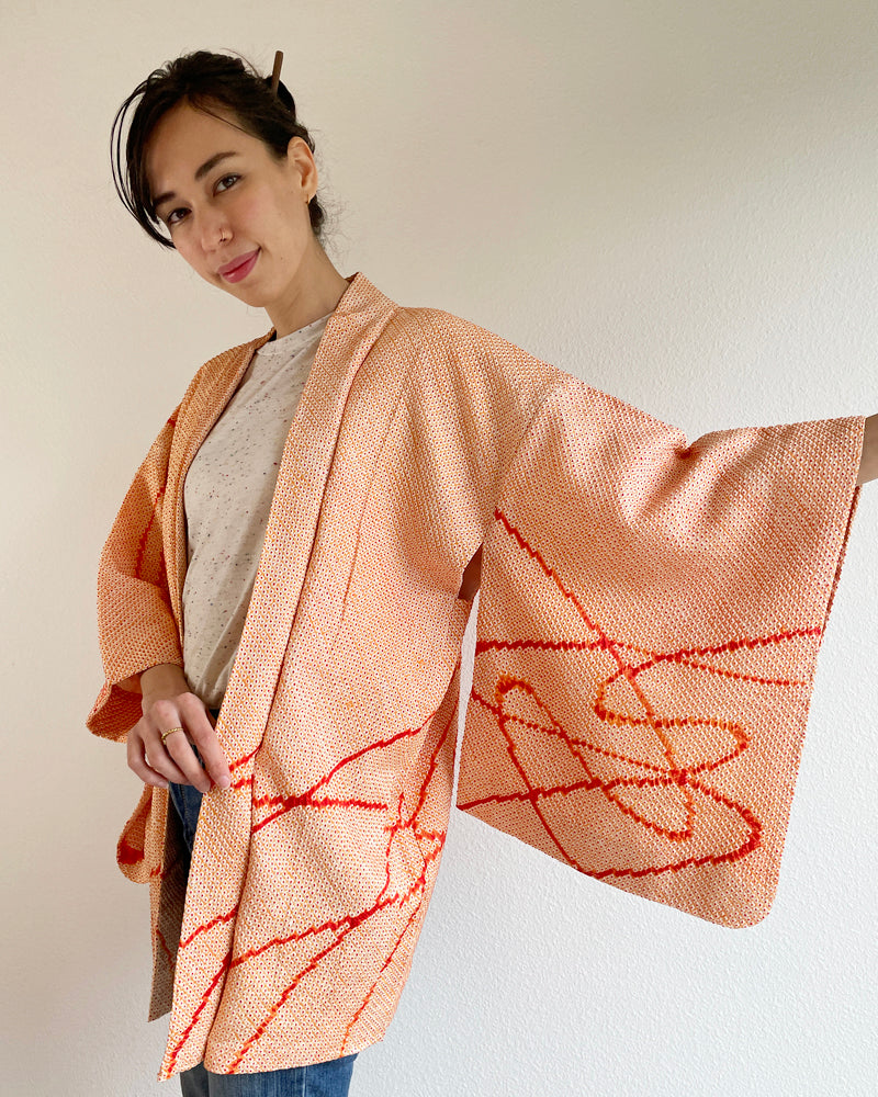Free Line Shibori Haori Kimono Jacket
