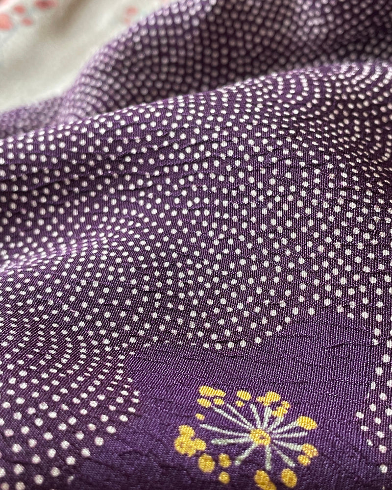 Yellow Flower in Pin Dots Textile Haori Kimono Jacket