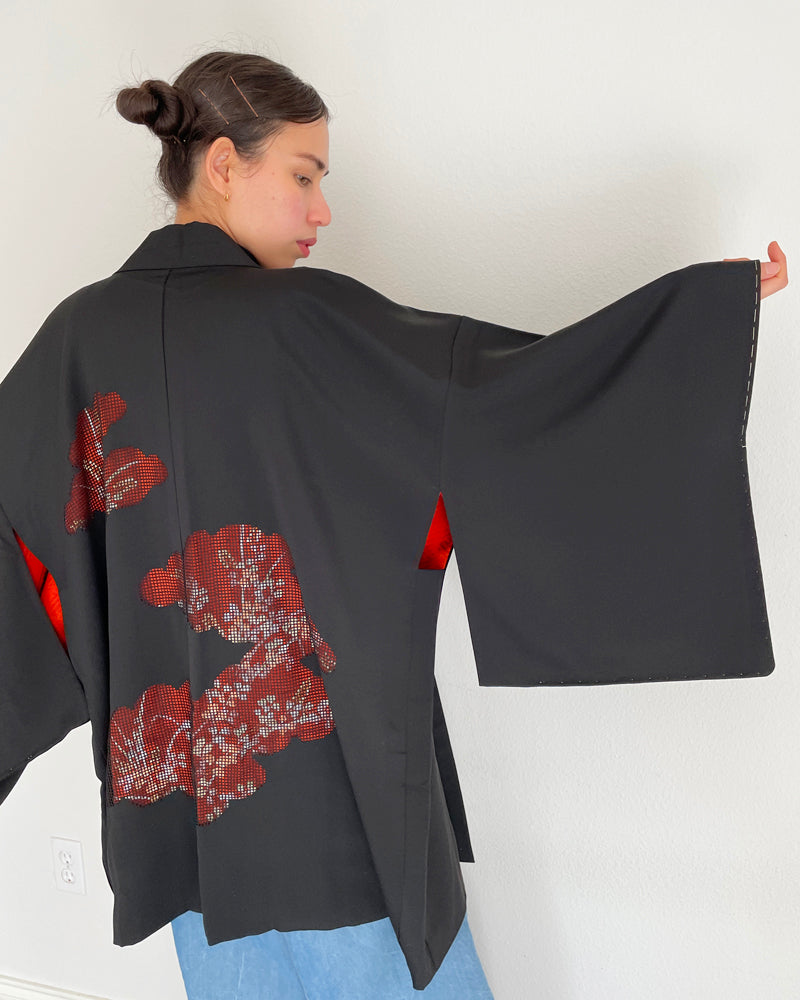 Peek-A-Boo Black Haori Kimono Jacket