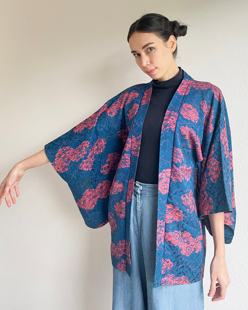 Fan Hankles, Chrysanthemum, Village Haori Kimono Jacket