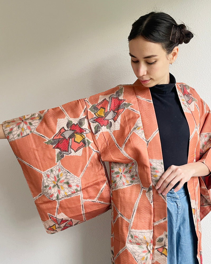 Flower Textile Tsumugi Haori Kimono Jacket