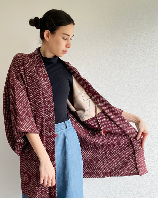 Chrysanthemum Shibori Haori Kimono Jacket