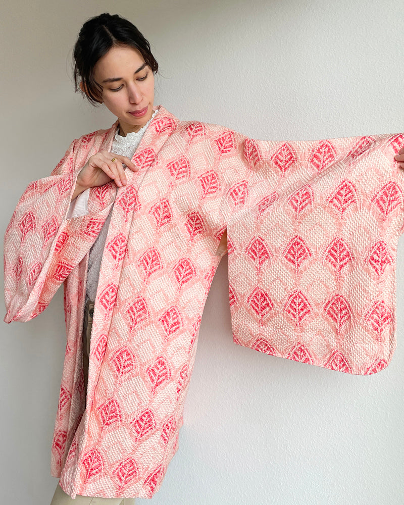 Leaf Textile Shibori Haori Kimono Jacket