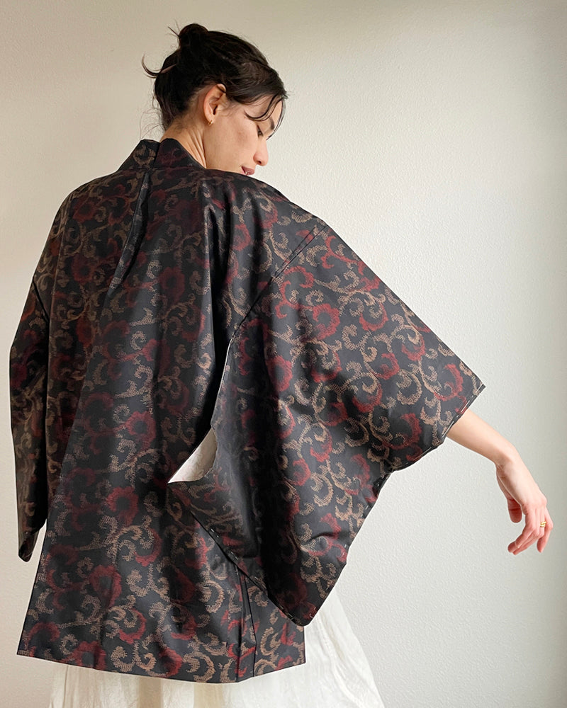 Mowing Pattern Oshima Tsumugi Haori Kimono Jacket