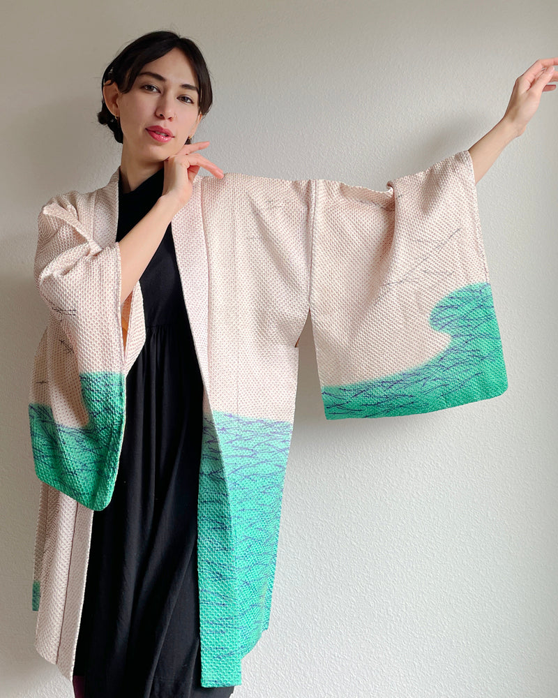 Two Colors Shibori Haori Kimono Jacket