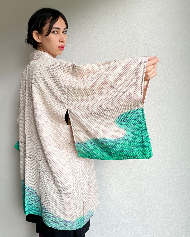 Two Colors Shibori Haori Kimono Jacket