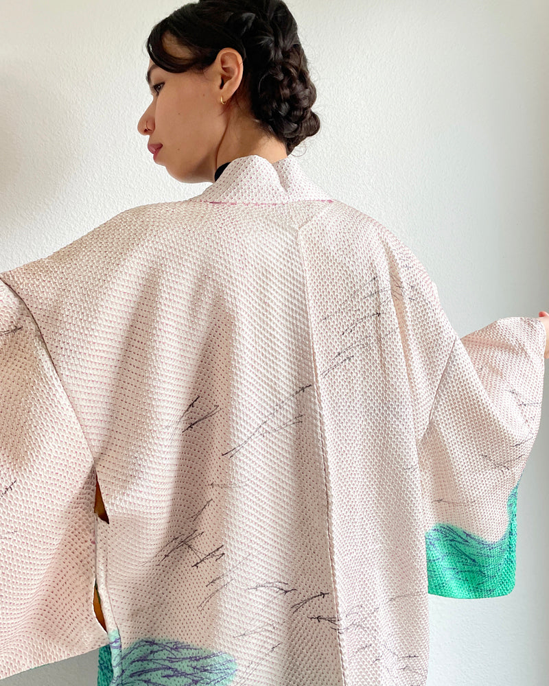 Two Colors Shibori Haori Kimono Jacket