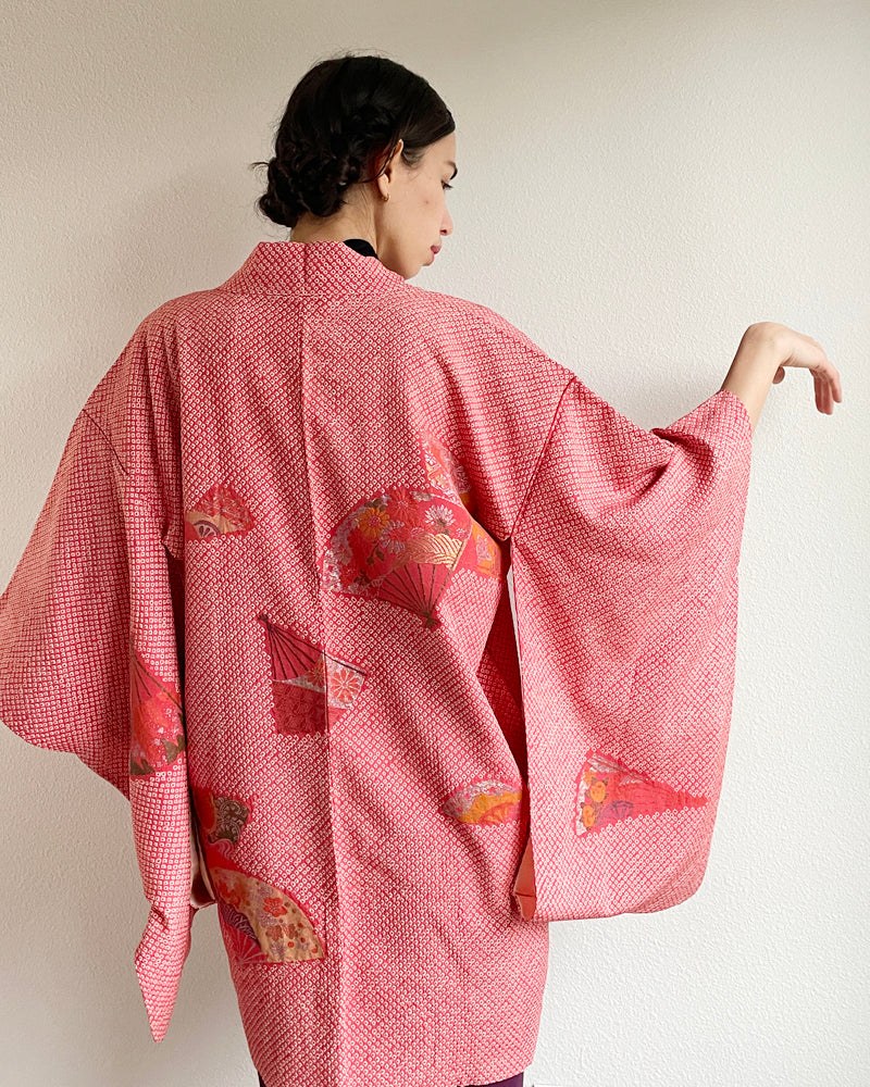 Fan Hankles Shibori Haori Kimono Jacket