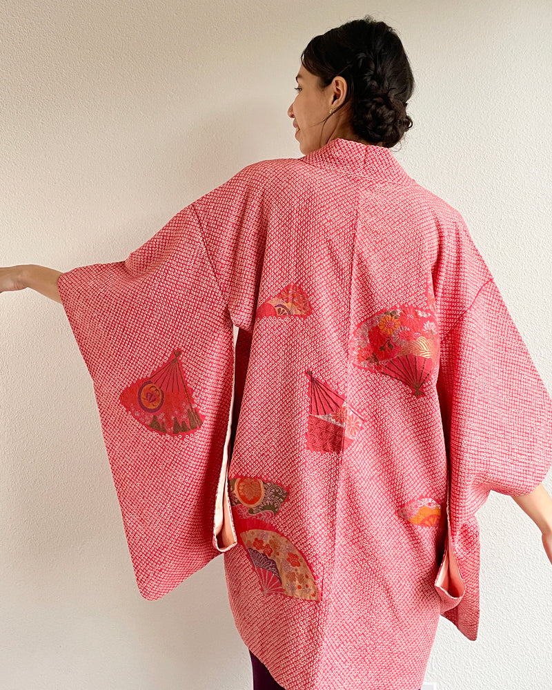 Fan Hankles Shibori Haori Kimono Jacket