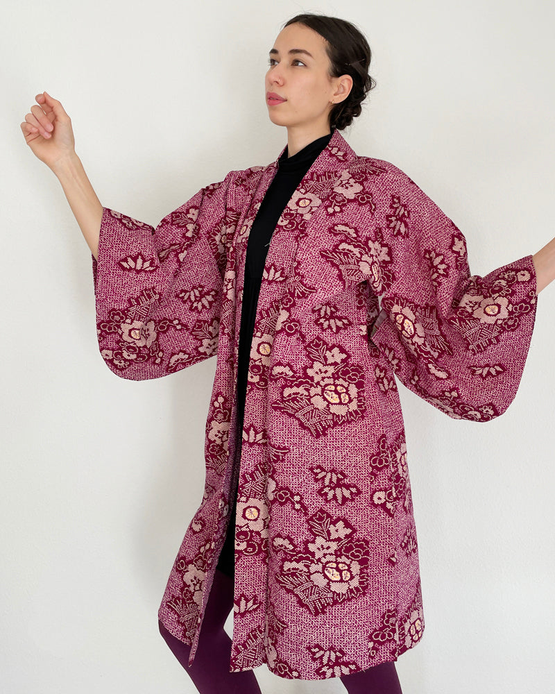 Flower Shibori Long Haori Kimono Jacket
