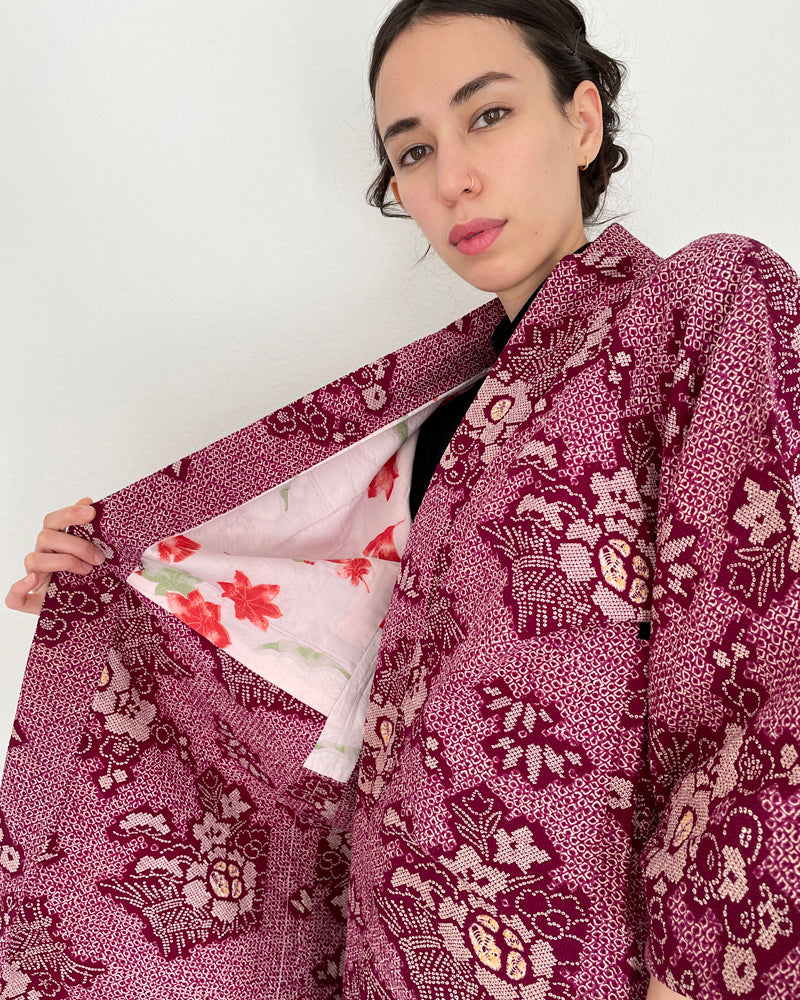 Flower Shibori Long Haori Kimono Jacket