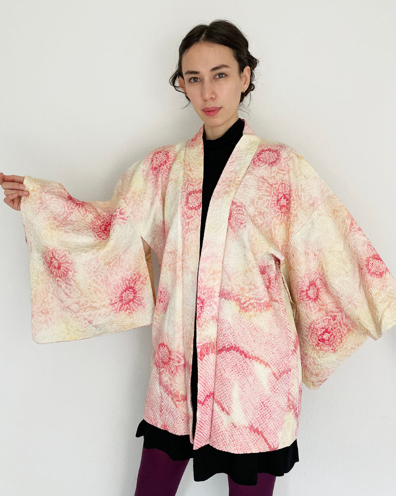 Flower Gradation Shibori Haori Kimono Jacket