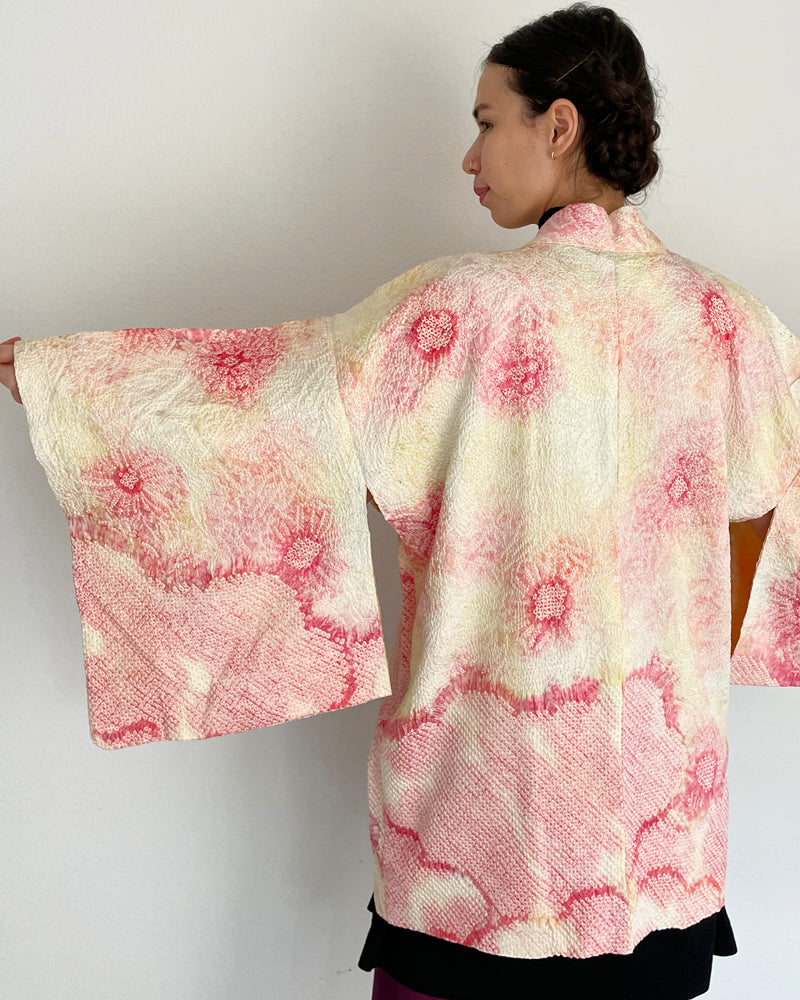 Flower Gradation Shibori Haori Kimono Jacket