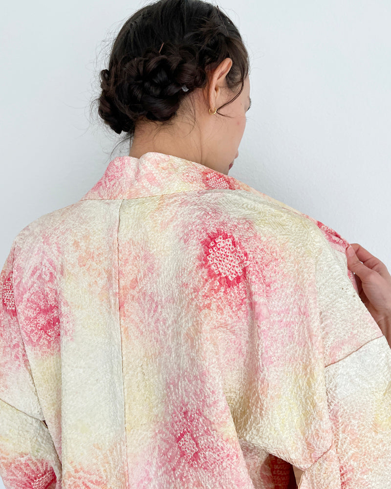 Flower Gradation Shibori Haori Kimono Jacket