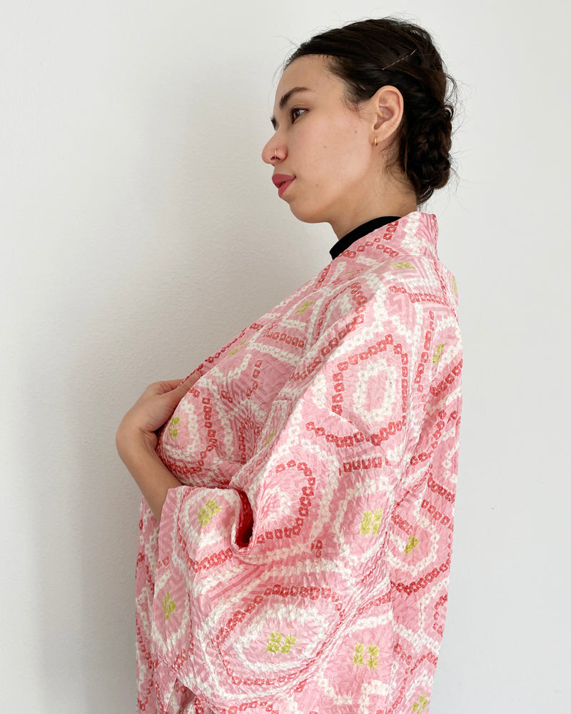 Tortoise shell Textile Shibori Haori Kimono Jacket