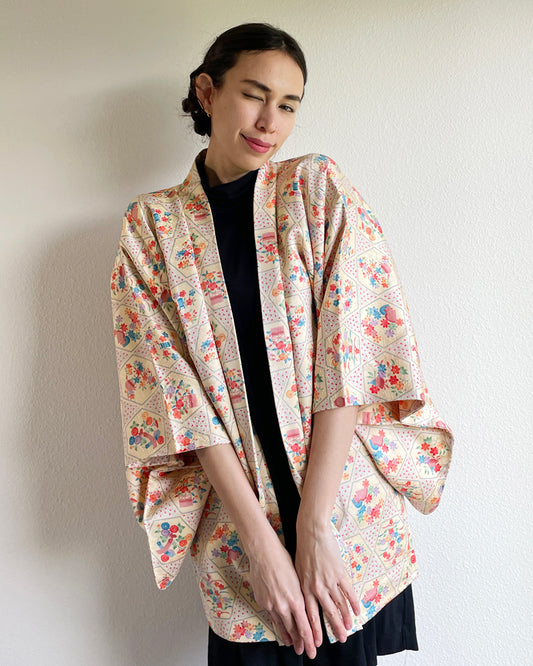 Small Flower Textile Haori Kimono Jacket