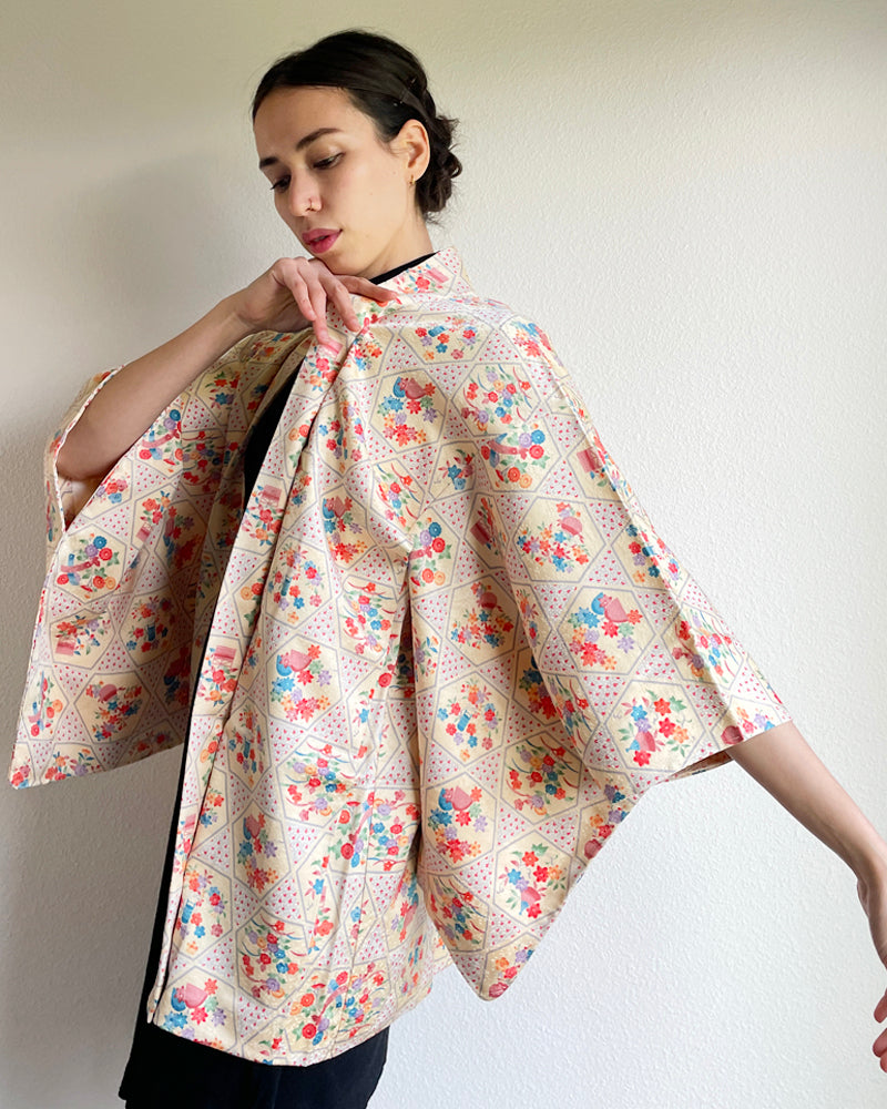 Small Flower Textile Haori Kimono Jacket