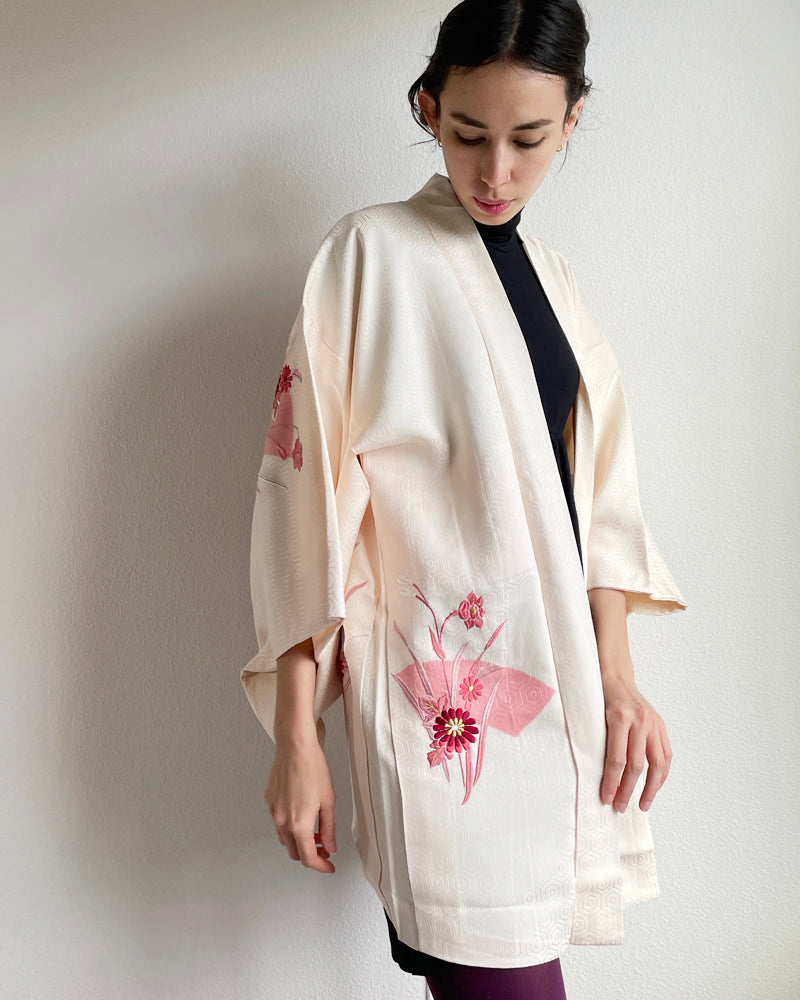Flower Embroidery and Weaving Haori Kimono Jacket