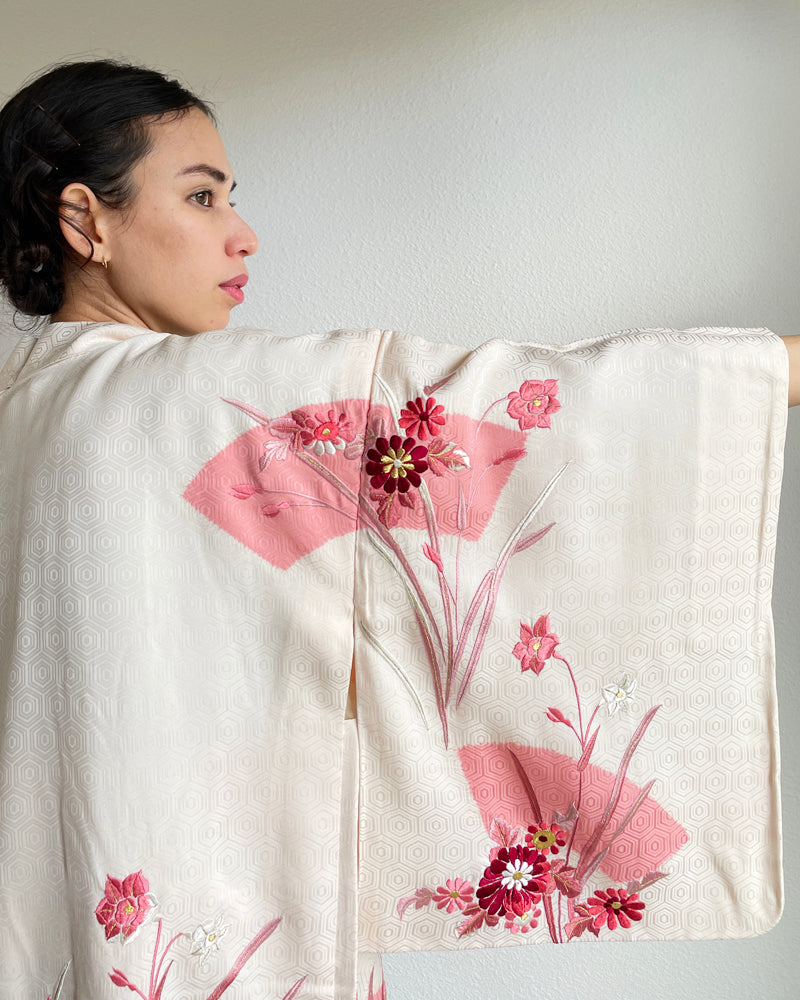 Flower Embroidery and Weaving Haori Kimono Jacket