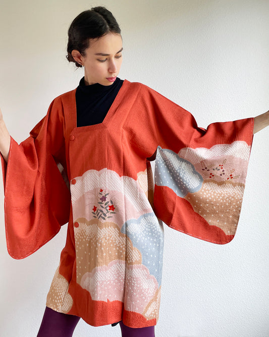 Cloud and Flower Shibori Michiyuki Kimono Jacket