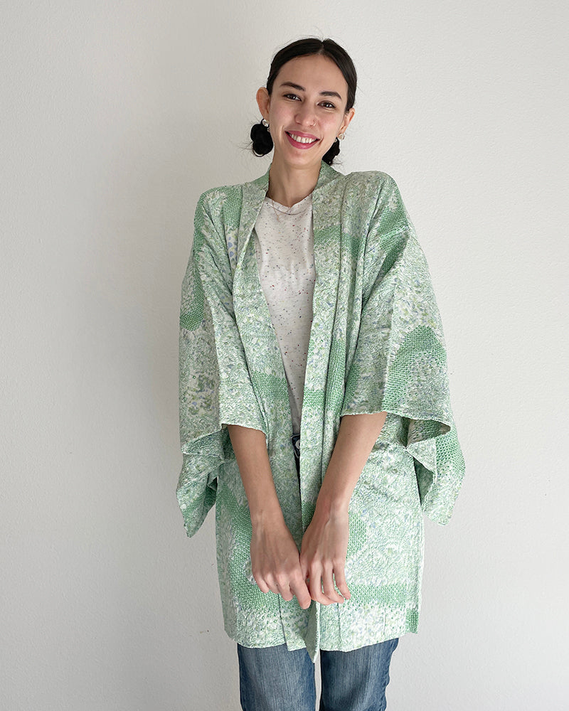 Hand Squeezing Shibori Haori Kimono Jacket