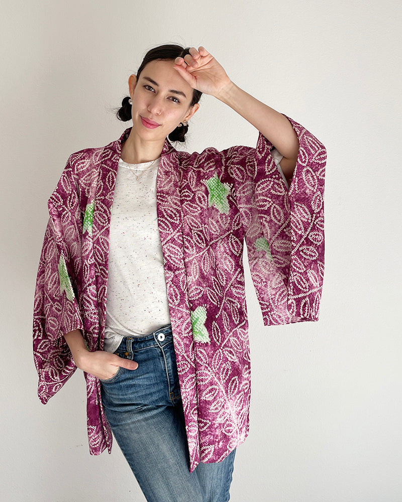 Maple Leaf Shibori Haori Kimono Jacket