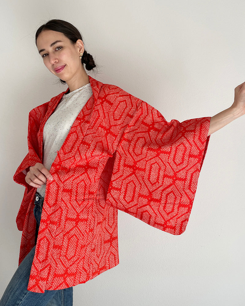 Traditional Textile Shibori Haori Kimono Jacket